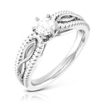 Load image into Gallery viewer, 50-Pointer Platinum Solitaire Engagement Ring with Infinity Shank for Women JL PT R-16-A
