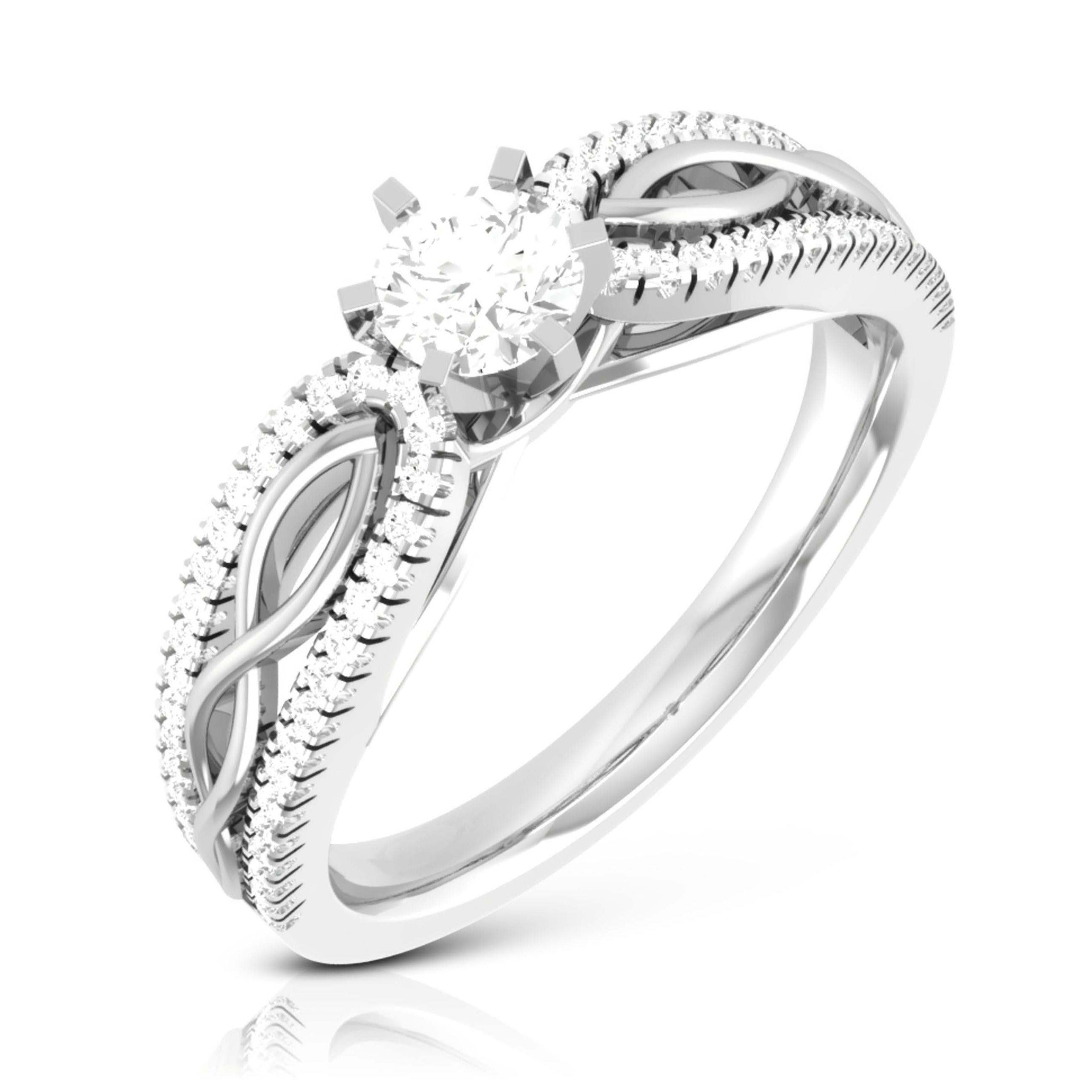 70-Pointer Platinum Solitaire Engagement Ring with Infinity Shank for Women JL PT R-16-B