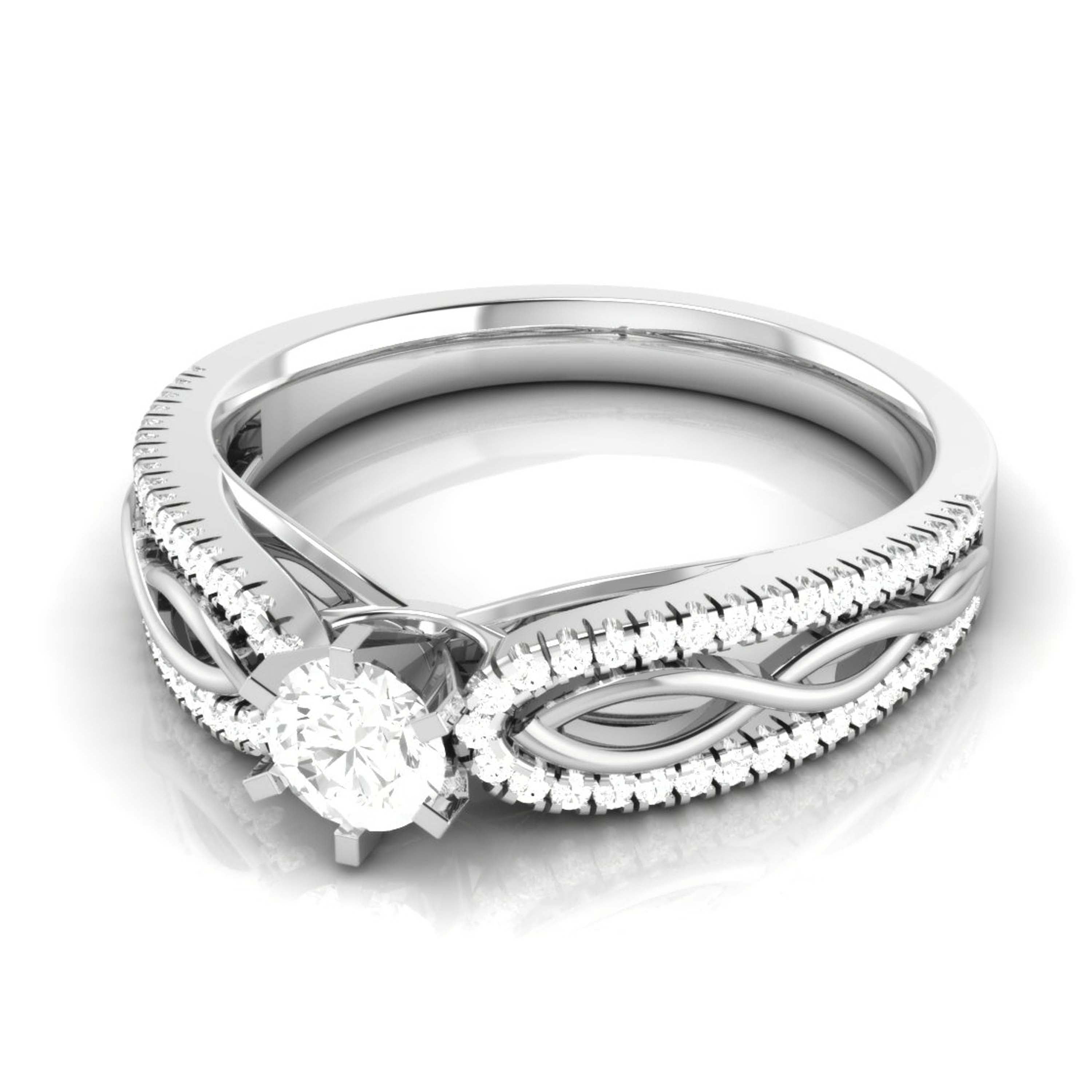 50-Pointer Platinum Solitaire Engagement Ring with Infinity Shank for Women JL PT R-16-A