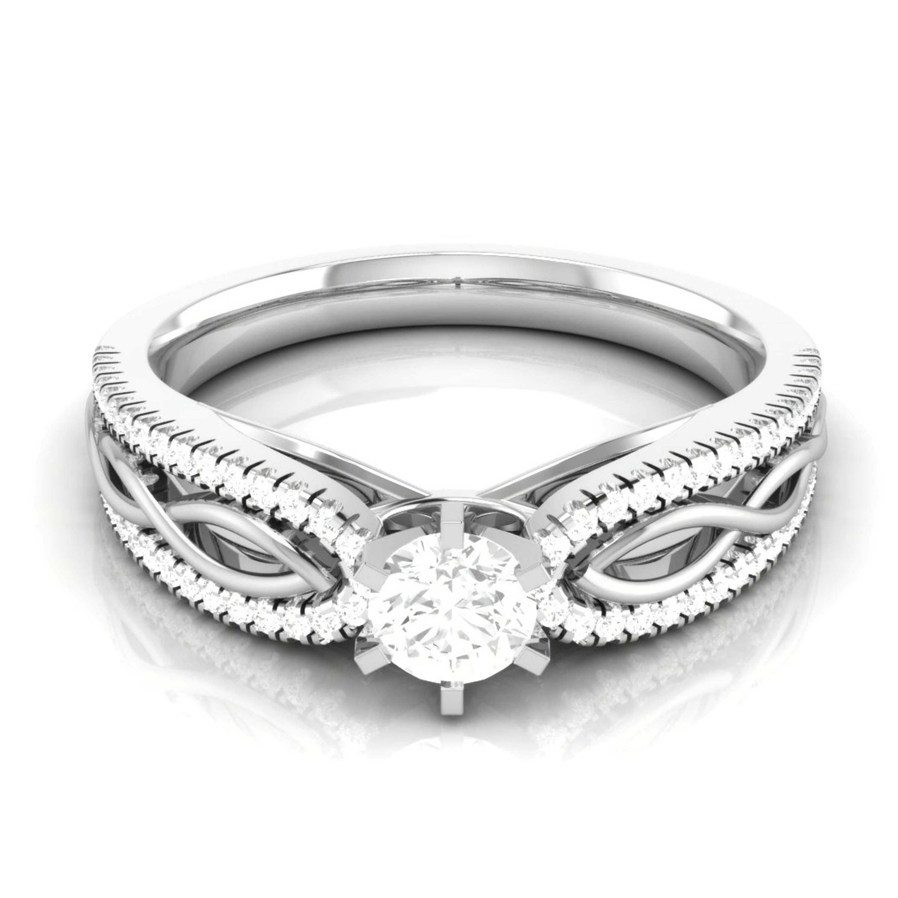 70-Pointer Platinum Solitaire Engagement Ring with Infinity Shank for Women JL PT R-16-B