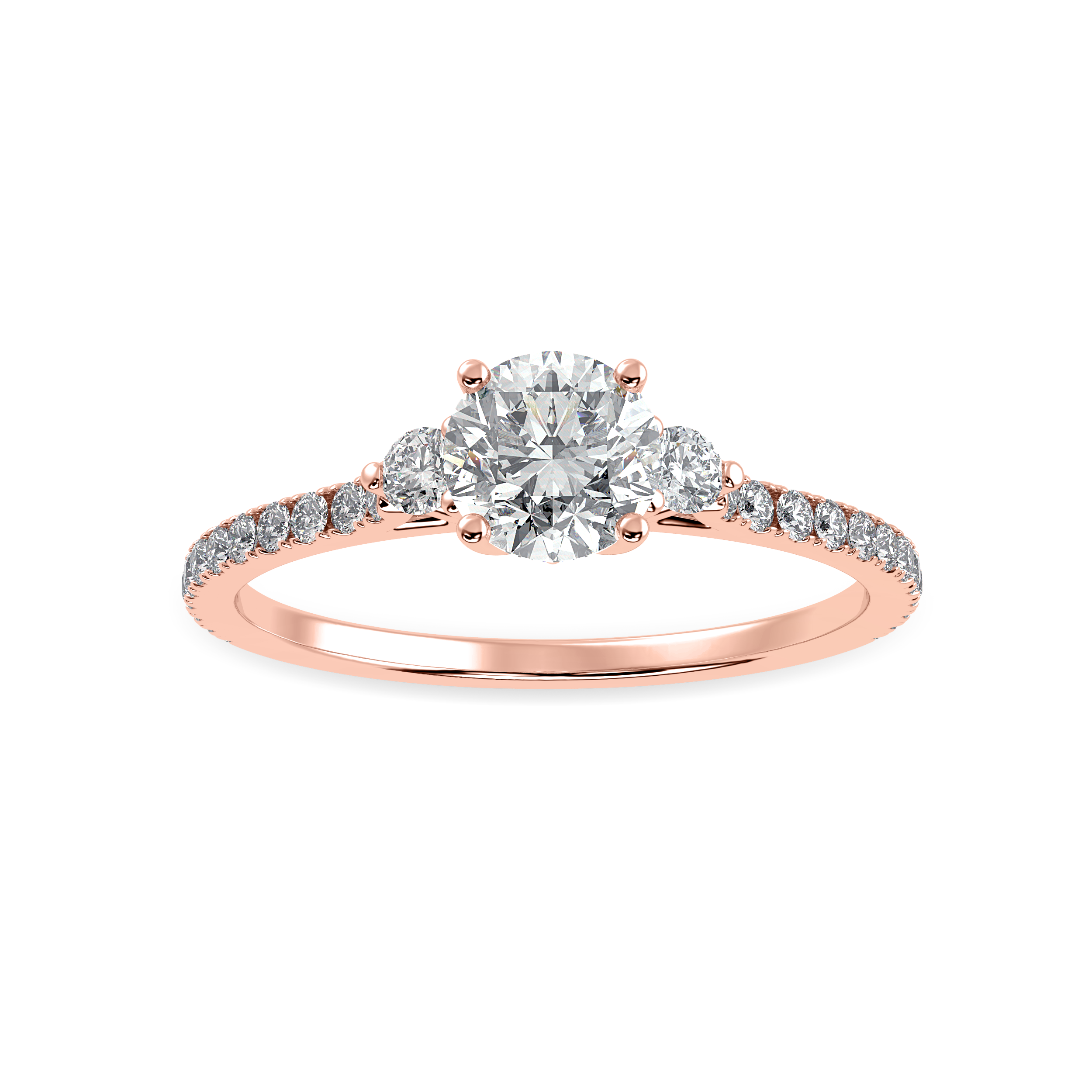 30-Pointer Solitaire Diamond Accents Shank 18K Rose Gold Ring JL AU 1238R   Jewelove.US