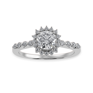 70-Pointer Solitaire Halo Diamond Shank Platinum Ring JL PT 1247-B   Jewelove.US