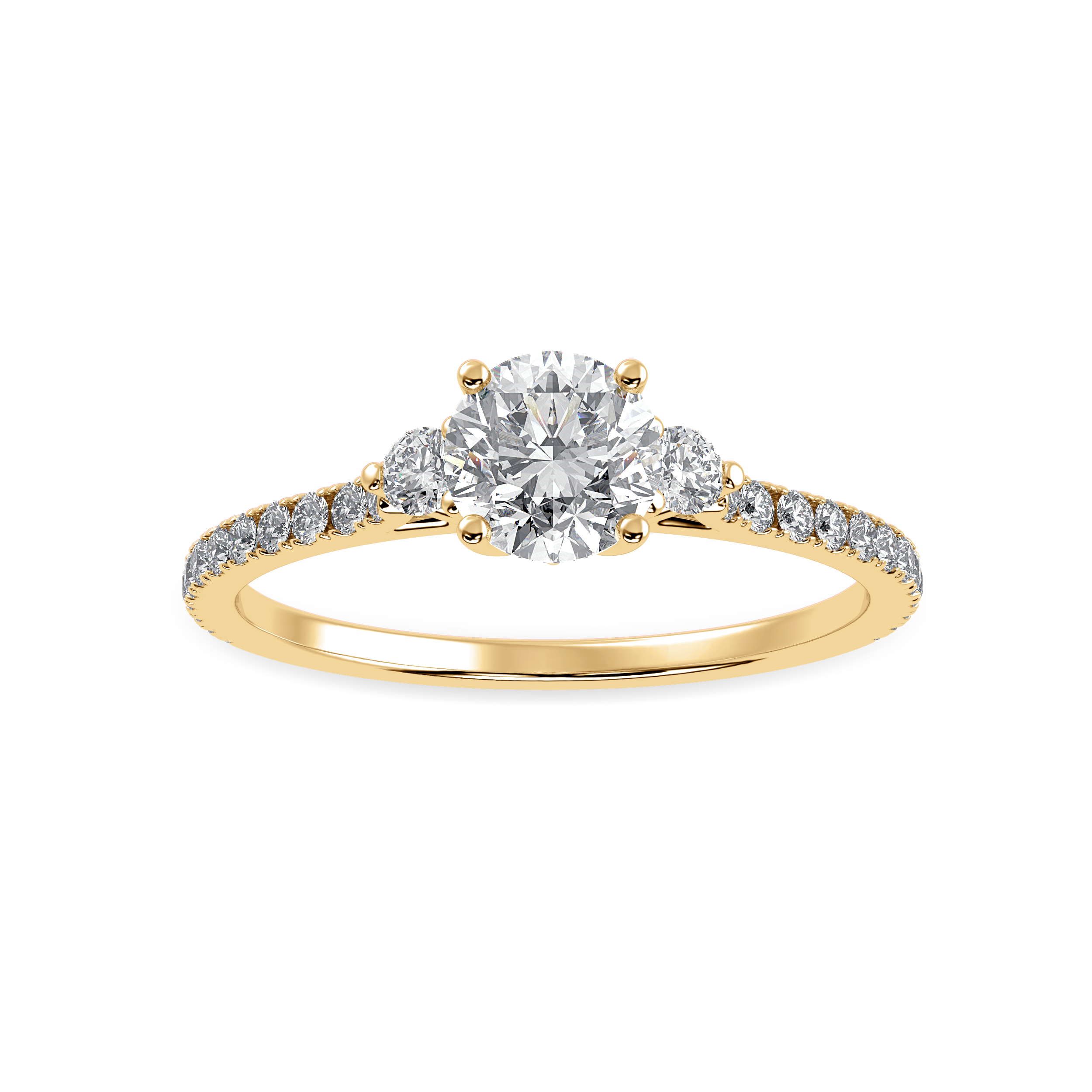 70-Pointer Solitaire Diamond Accents Shank 18K Yellow Gold Ring JL AU 1238Y-B   Jewelove.US