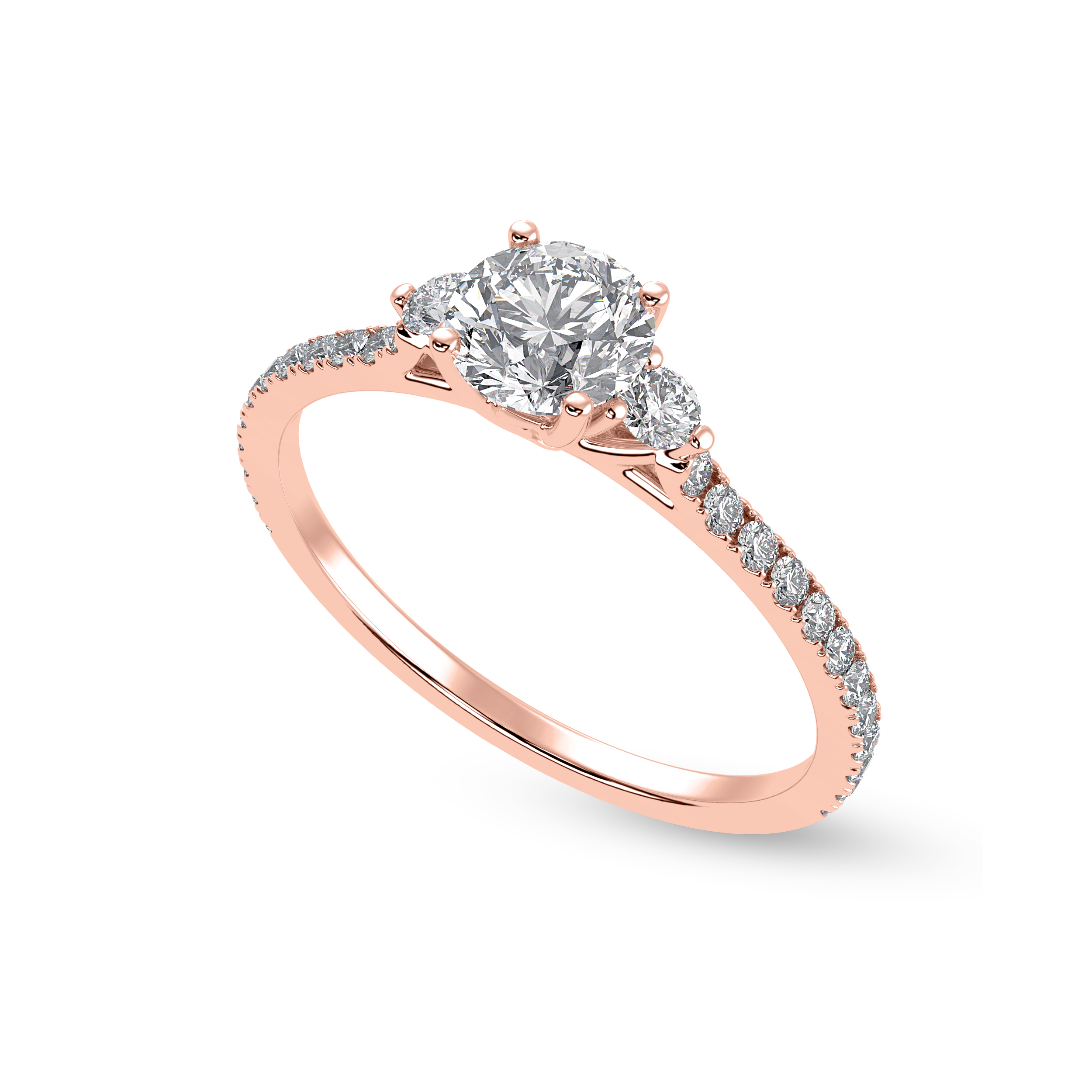 30-Pointer Solitaire Diamond Accents Shank 18K Rose Gold Ring JL AU 1238R   Jewelove.US