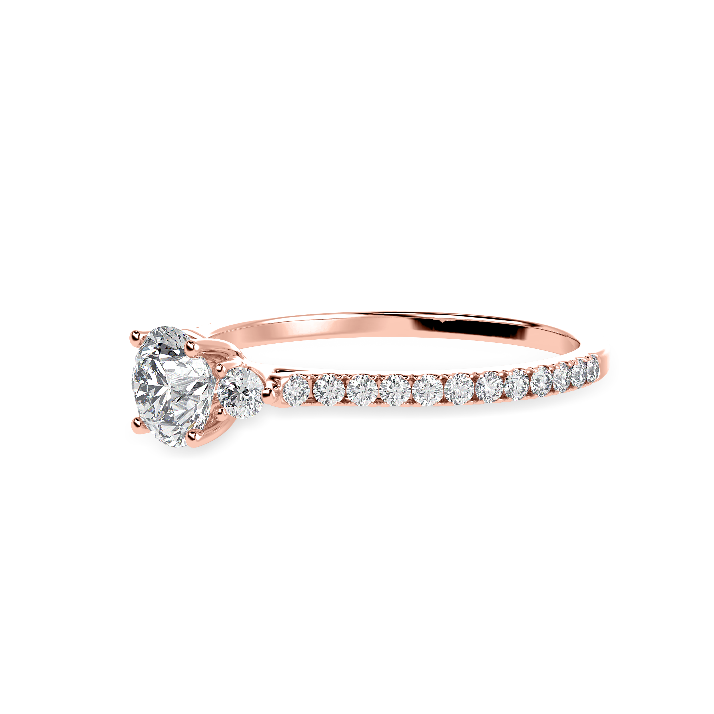 70-Pointer Solitaire Diamond Accents Shank 18K Rose Gold Ring JL AU 1238R-B   Jewelove.US