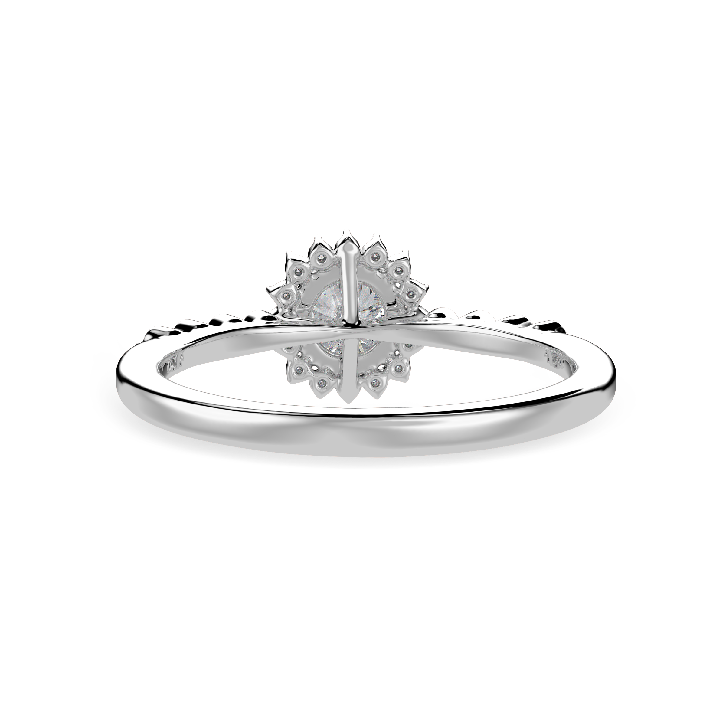 50-Pointer Solitaire Halo Diamond Shank Platinum Ring JL PT 1247-A   Jewelove.US