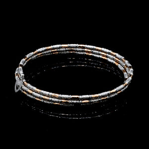 Japanese 3-row Platinum & Rose Gold Bracelet for Women with Diamond Cut Balls JL PTB 1264