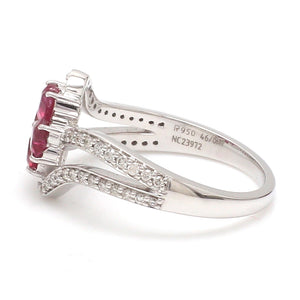 Designer Platinum Heart Ruby Diamond Ring for Women JL PT R8190