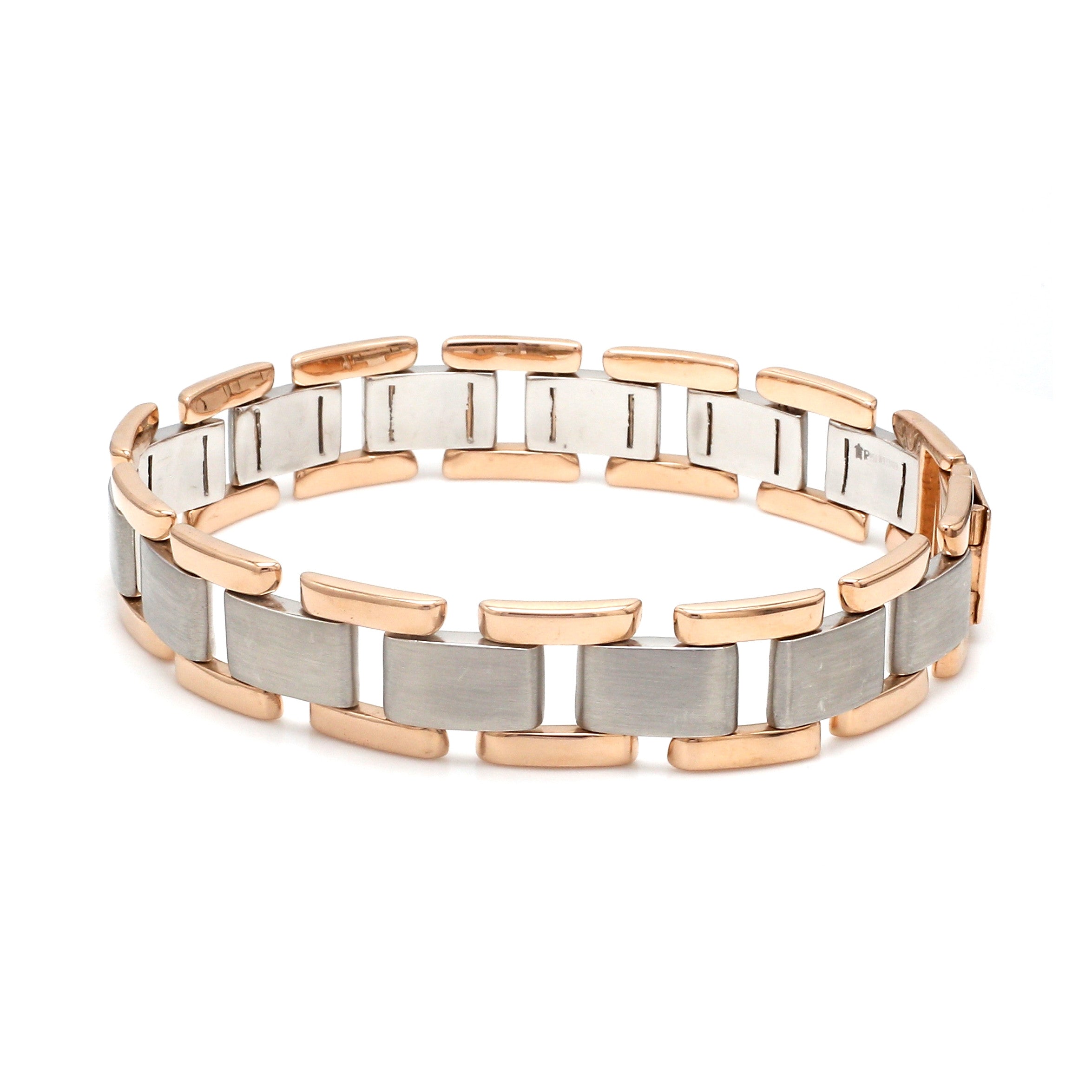 Men of Platinum | 13mm Platinum & Rose Gold Heavy Bracelet for Men JL PTB 1283