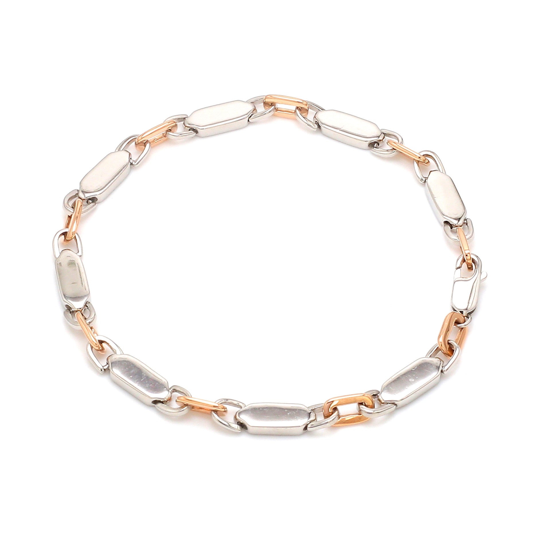 4.75mm Platinum & Rose Gold Bracelet for Men JL PTB 1279