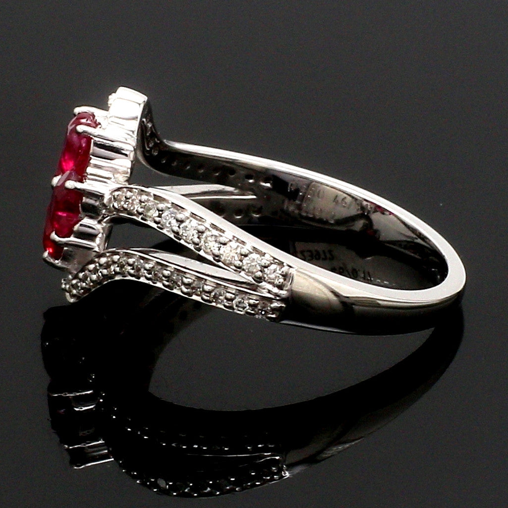 Designer Platinum Heart Ruby Diamond Ring for Women JL PT R8190