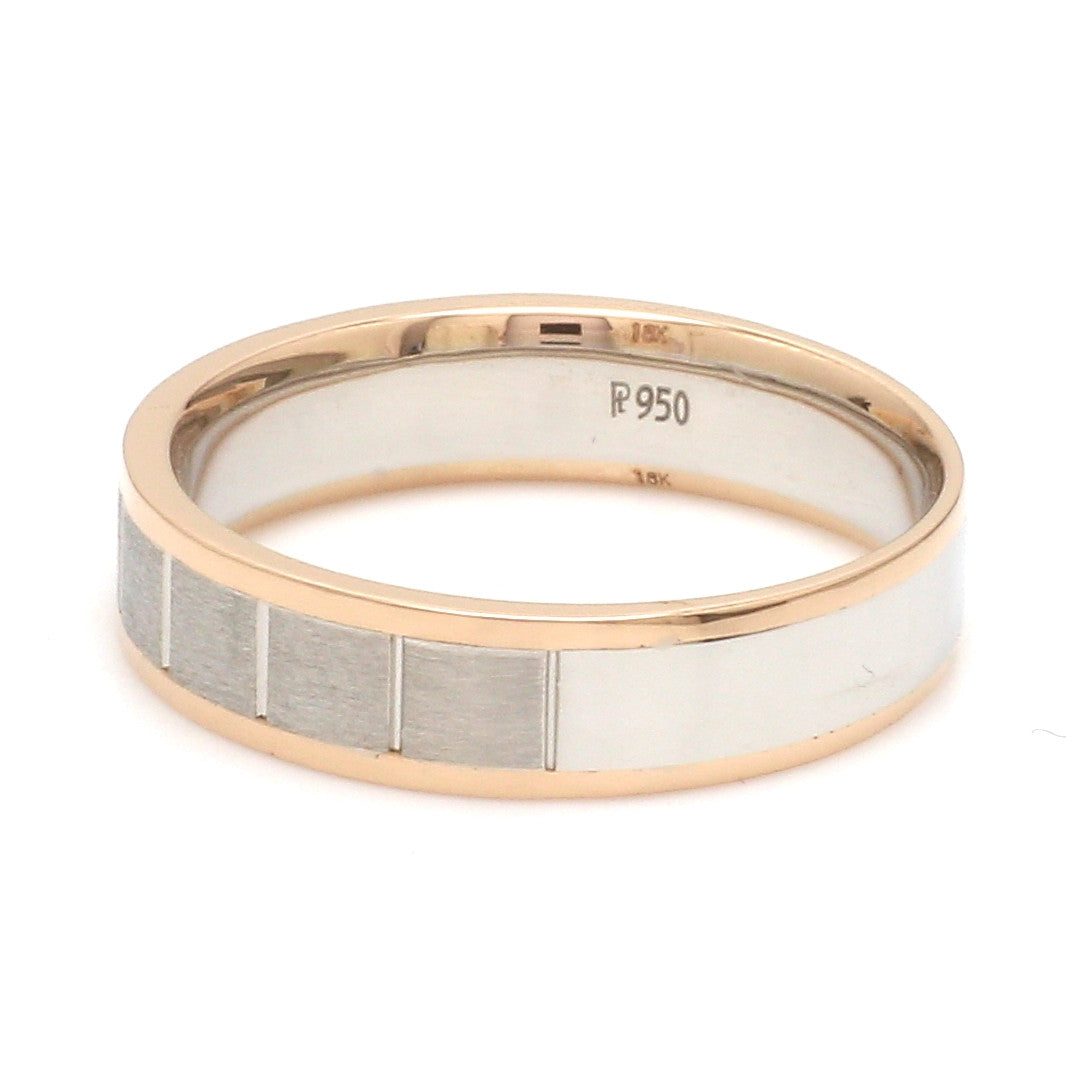 Unique Shape Platinum Love Bands with Rose Gold Border JL PT 648-RG Plain