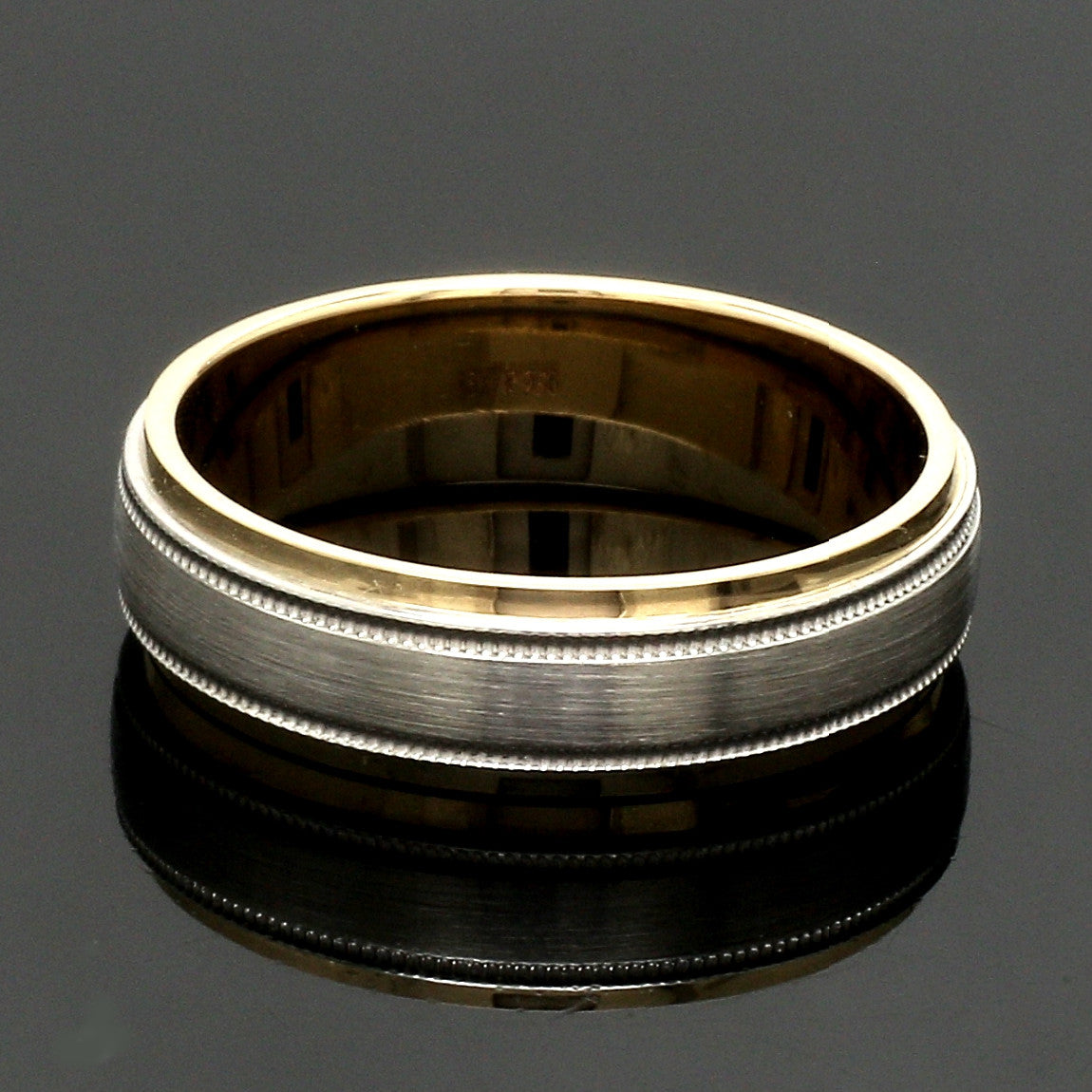 Milgrain Edge Platinum & Rose Gold Men's Ring JL PT 636-B