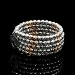 Load image into Gallery viewer, Japanese 5 Row Flexible Platinum Rose Gold Fusion Ring with Diamond Cutting JL PT 1374
