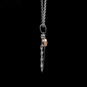 Platinum Caduceus Pendant for Doctors with Rose Gold Wings JL PT P 319   Jewelove.US