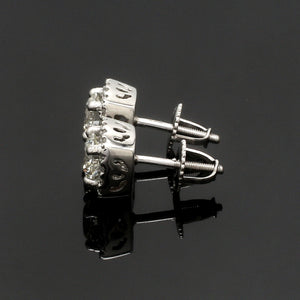 Platinum Solitaire Square Halo Earrings JL PT E 325-A   Jewelove.US