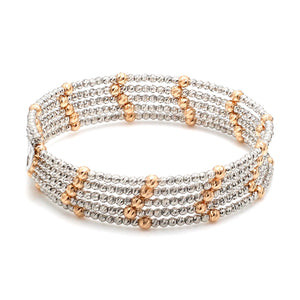 Japanese 5-row Platinum & Rose Gold Bracelet for Women with Diamond Cut Balls JL PTB 1272