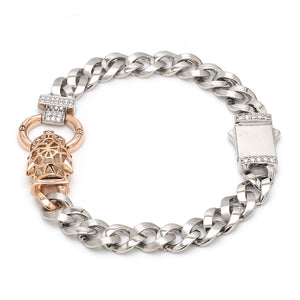 Platinum Rose Gold Jaguar Diamond Bracelet for Men JL PTB 1233