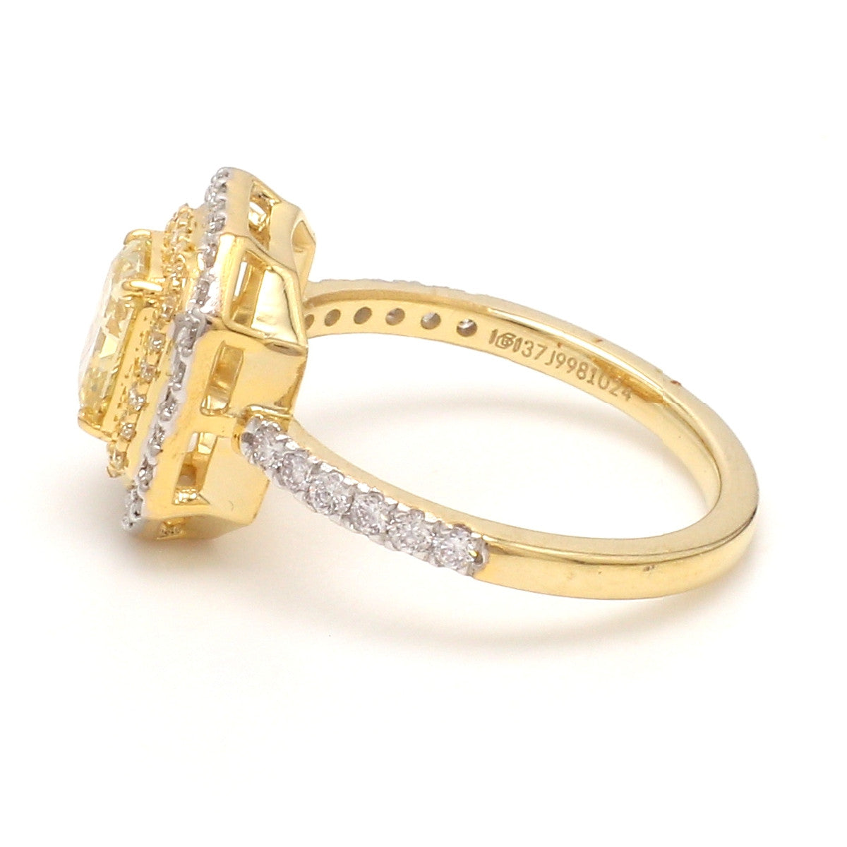 1-Carat Yellow Diamond Solitaire 18K Yellow Gold Diamond Ring JL AU 132