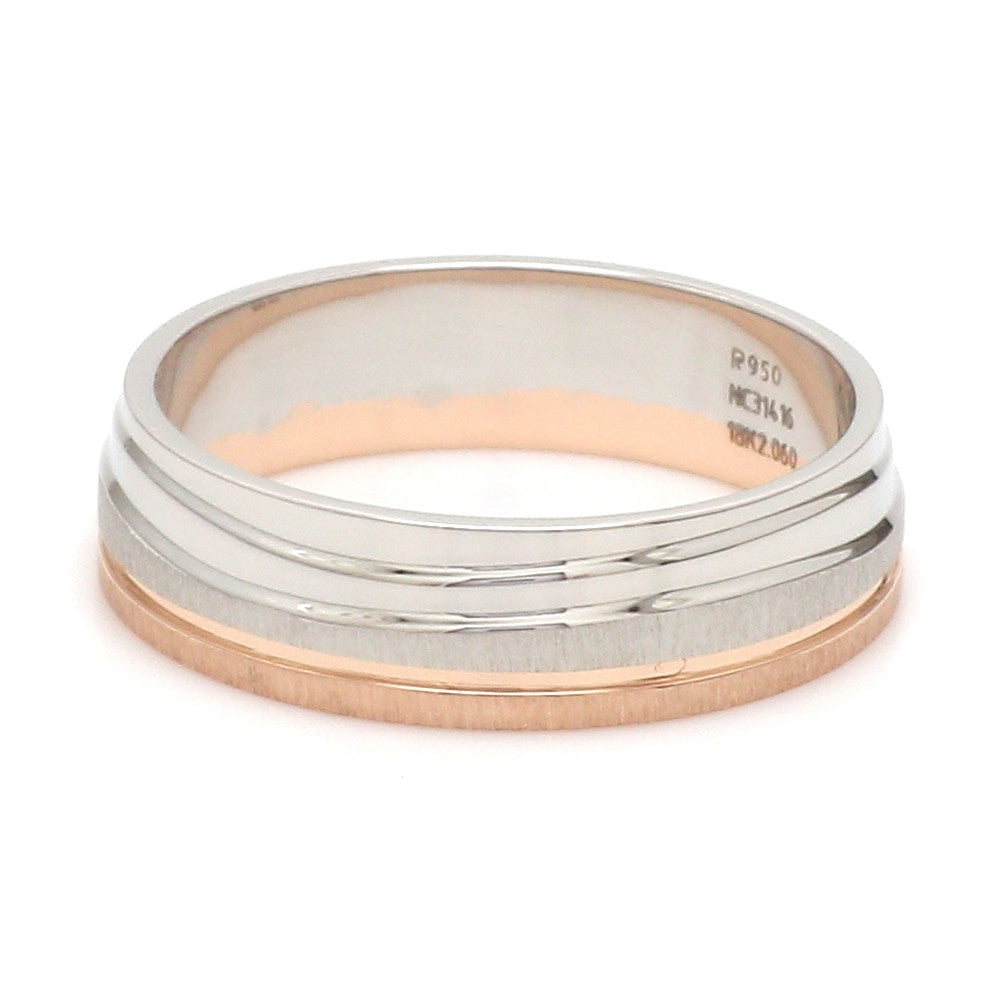 Platinum Rose Gold Plain Men's & Diamonds Women's Couple Rings JL PT 1256