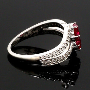 Designer Platinum Heart Ruby Diamond Ring for Women JL PT R8190