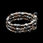 Load image into Gallery viewer, Japanese 3 Row Flexible Platinum Rose Gold Fusion Ring with Diamond Cutting JL PT 1383
