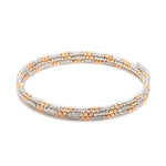 Load image into Gallery viewer, Japanese 3-row Platinum &amp; Rose Gold Bracelet for Women with Diamond Cut Balls JL PTB 1276
