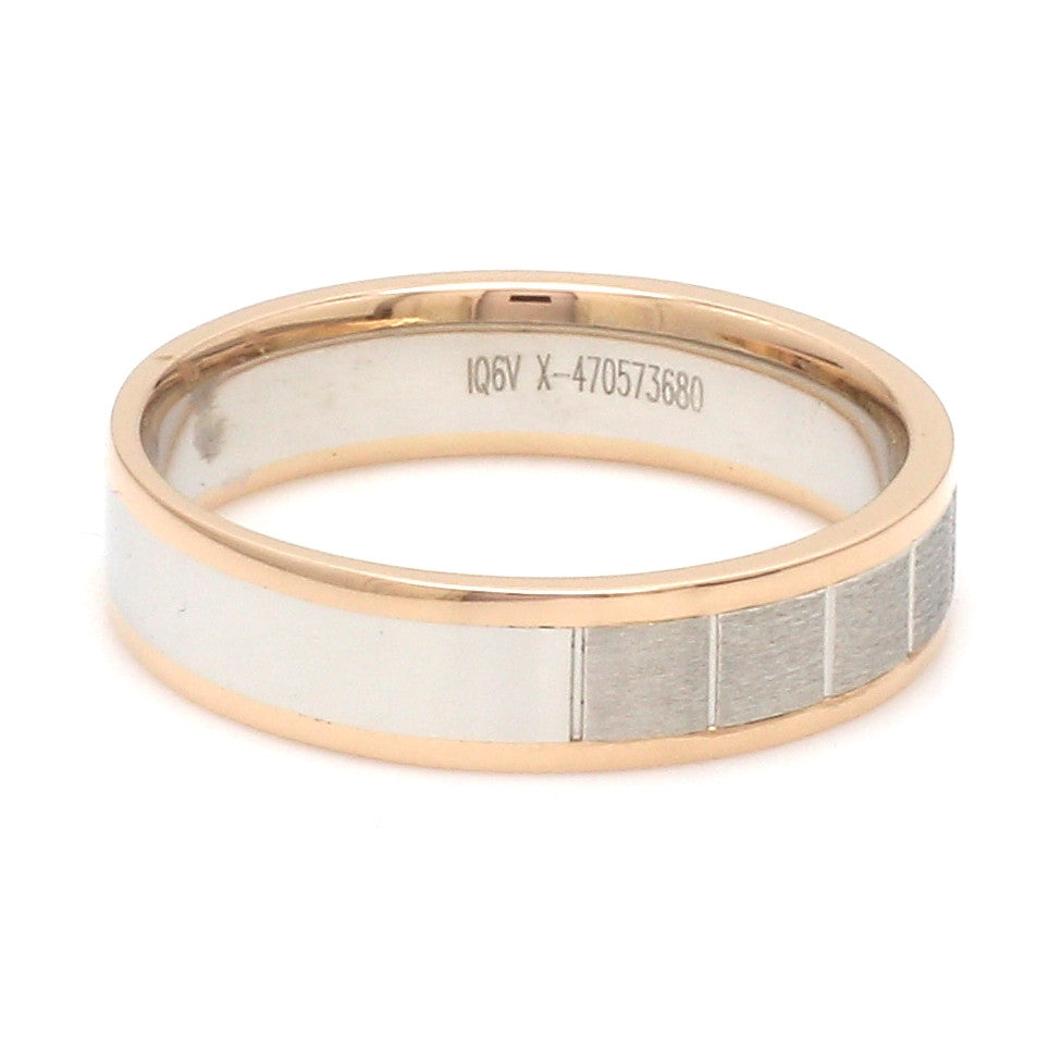 Unique Shape Platinum Love Bands with Rose Gold Border JL PT 648-RG Plain