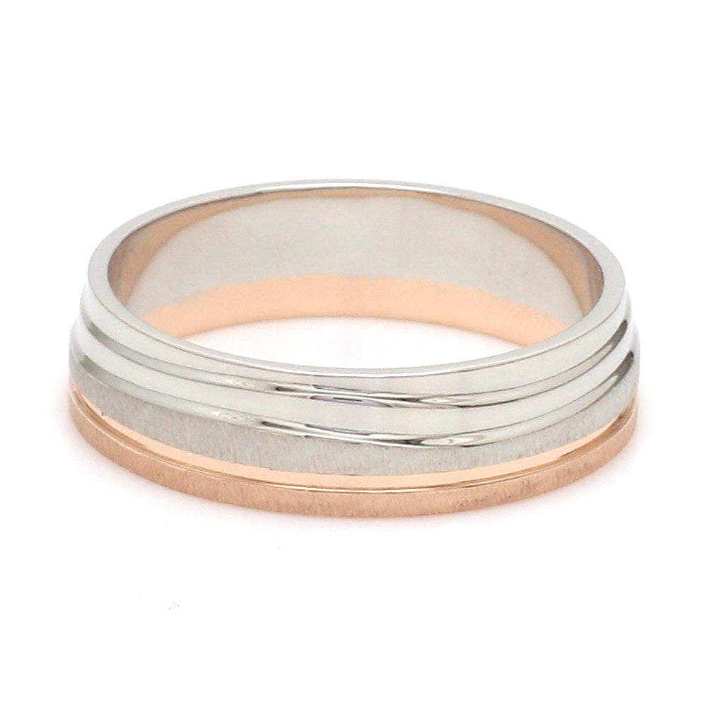 Platinum Rose Gold Plain Men's & Diamonds Women's Couple Rings JL PT 1256