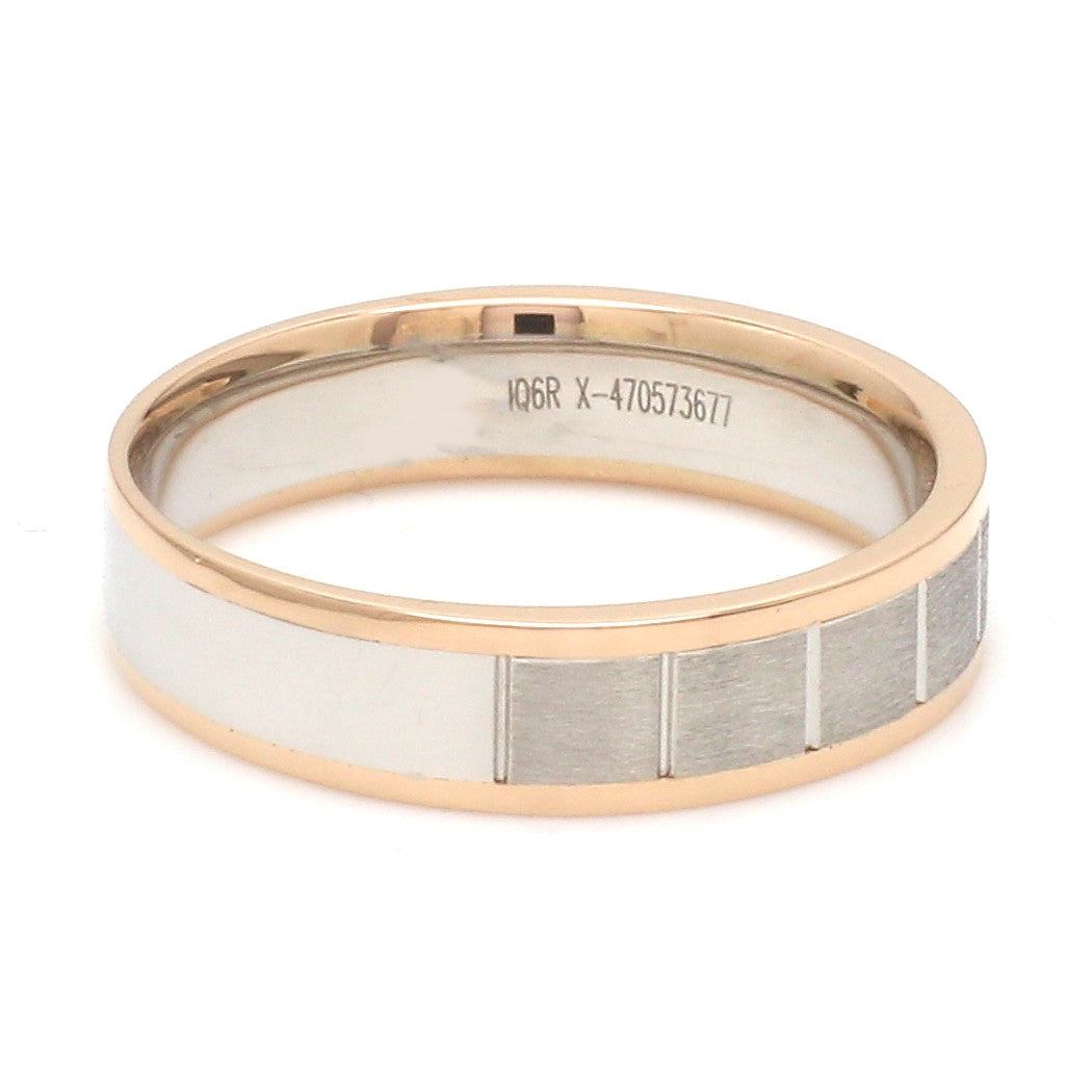 Unique Shape Platinum Love Bands with Rose Gold Border JL PT 648-RG Plain