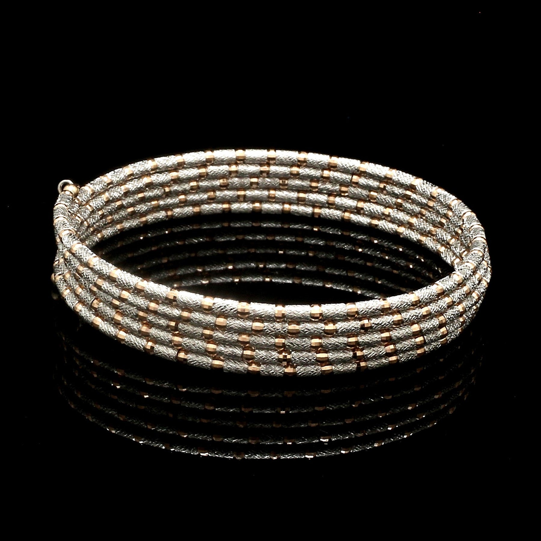 Unique 5-Row Japanese Platinum & Rose Gold Bracelet for Women JL PTB 727