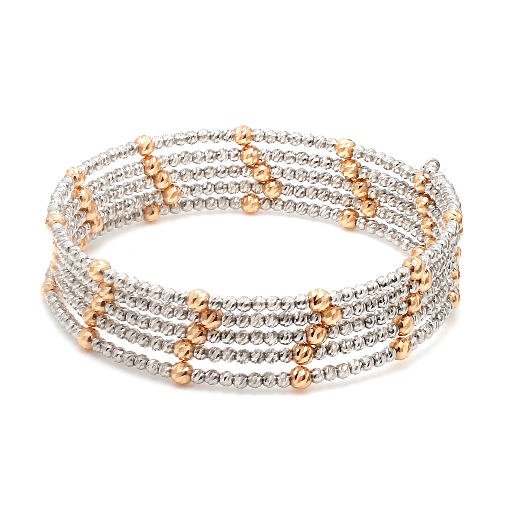 Japanese 5-row Platinum & Rose Gold Bracelet for Women with Diamond Cut Balls JL PTB 1272