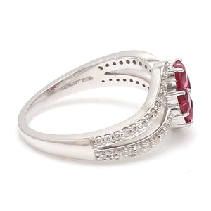 Designer Platinum Heart Ruby Diamond Ring for Women JL PT R8190