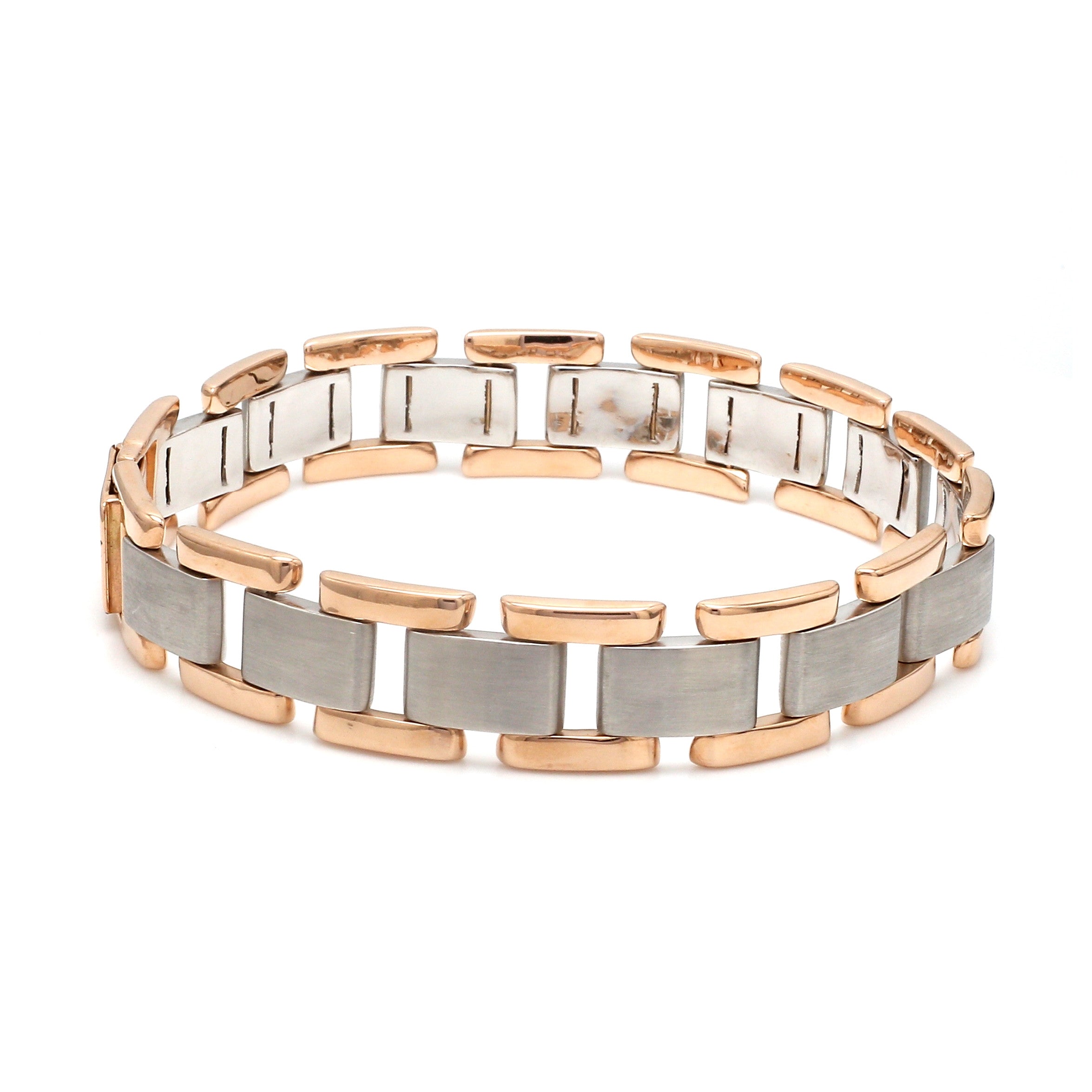 Men of Platinum | 13mm Platinum & Rose Gold Heavy Bracelet for Men JL PTB 1283