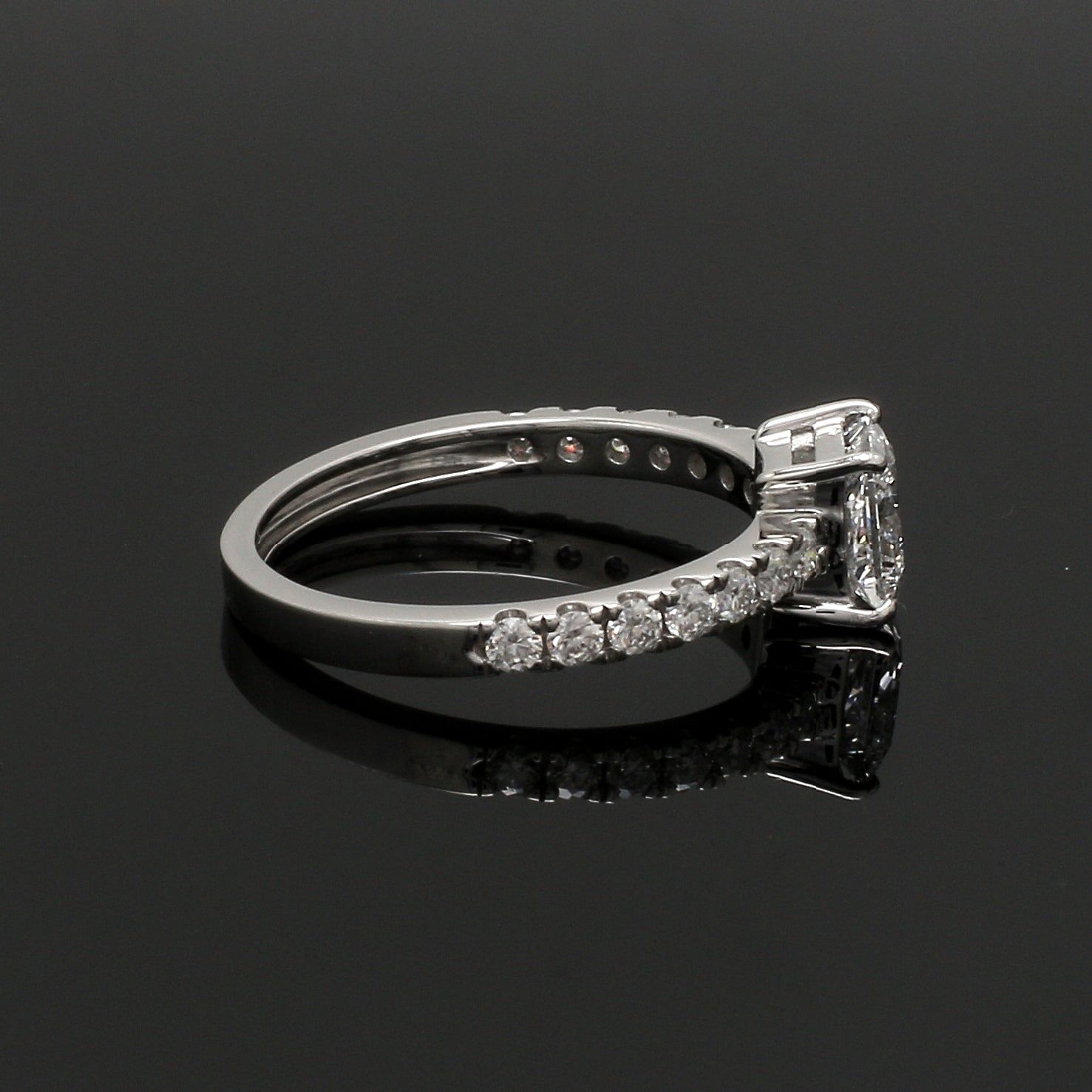 70-Pointer Princess Cut Solitaire Diamond Shank Platinum Ring JL PT 1313-B   Jewelove.US