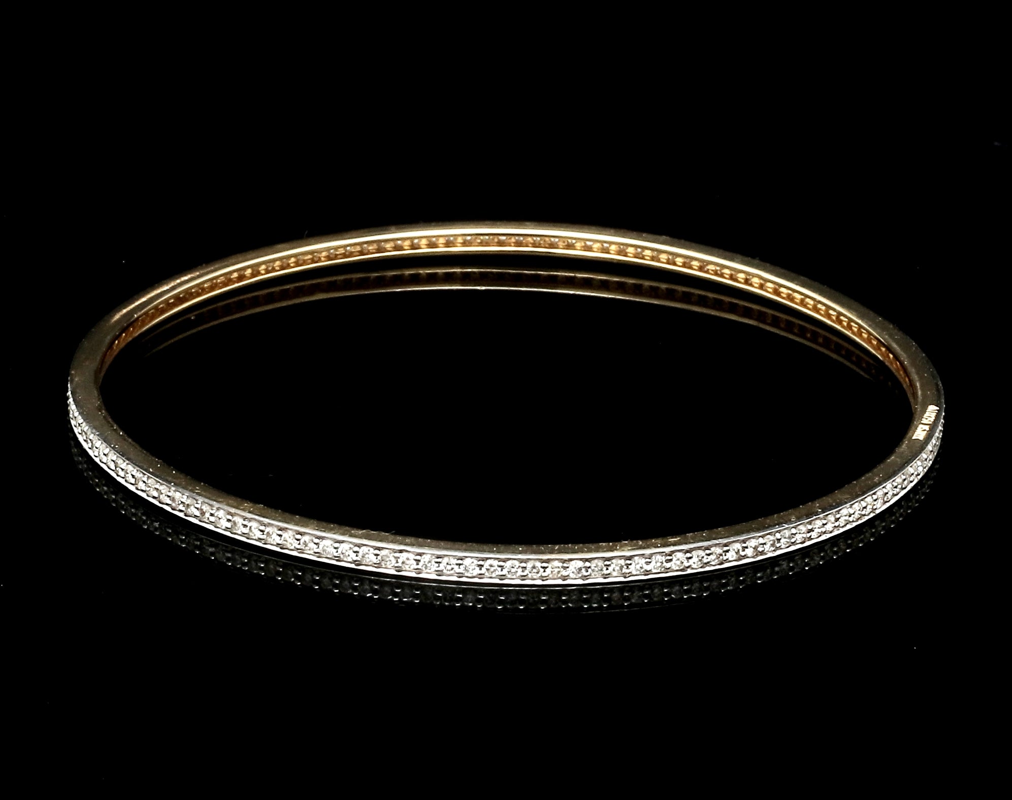 18K Gold with Diamonds Single Line Eternity Bangle JL AU B 101