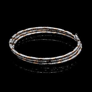 Japanese 3-row Platinum & Rose Gold Bracelet for Women with Diamond Cut Balls JL PTB 1264