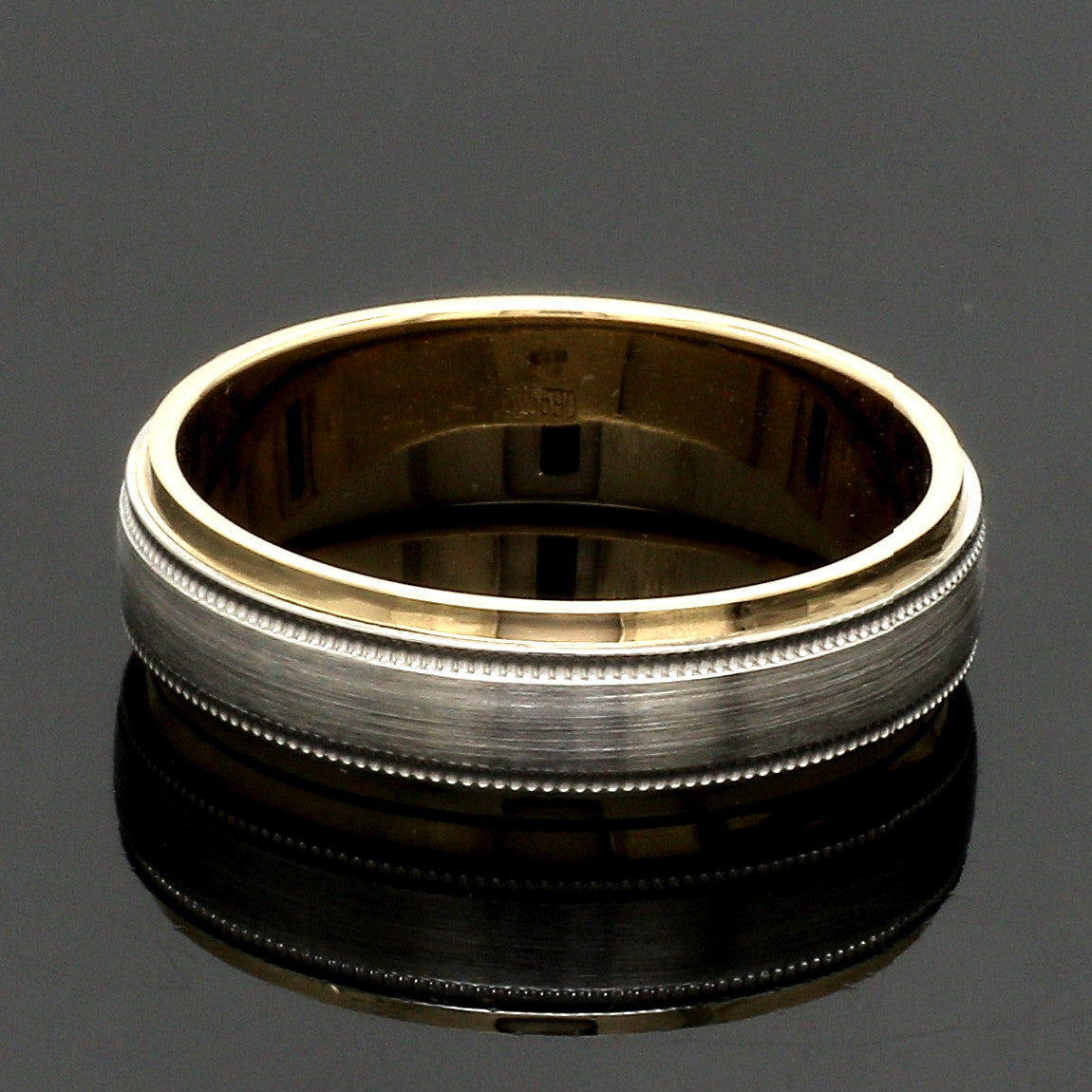 Milgrain Edge Platinum & Rose Gold Men's Ring JL PT 636-B