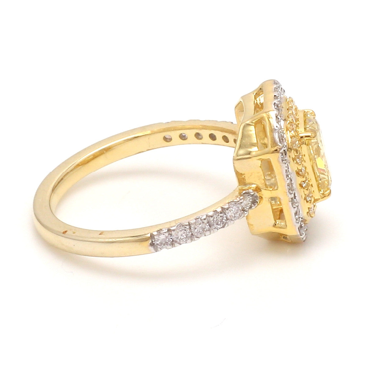 1-Carat Yellow Diamond Solitaire 18K Yellow Gold Diamond Ring JL AU 132