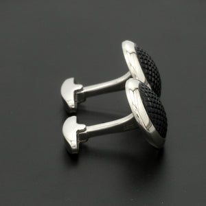 Platinum Cufflinks with Black Stone for Men JL PT C 02   Jewelove