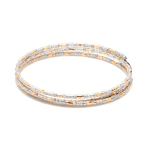 Japanese 3-row Platinum & Rose Gold Bracelet for Women with Diamond Cut Balls JL PTB 1264