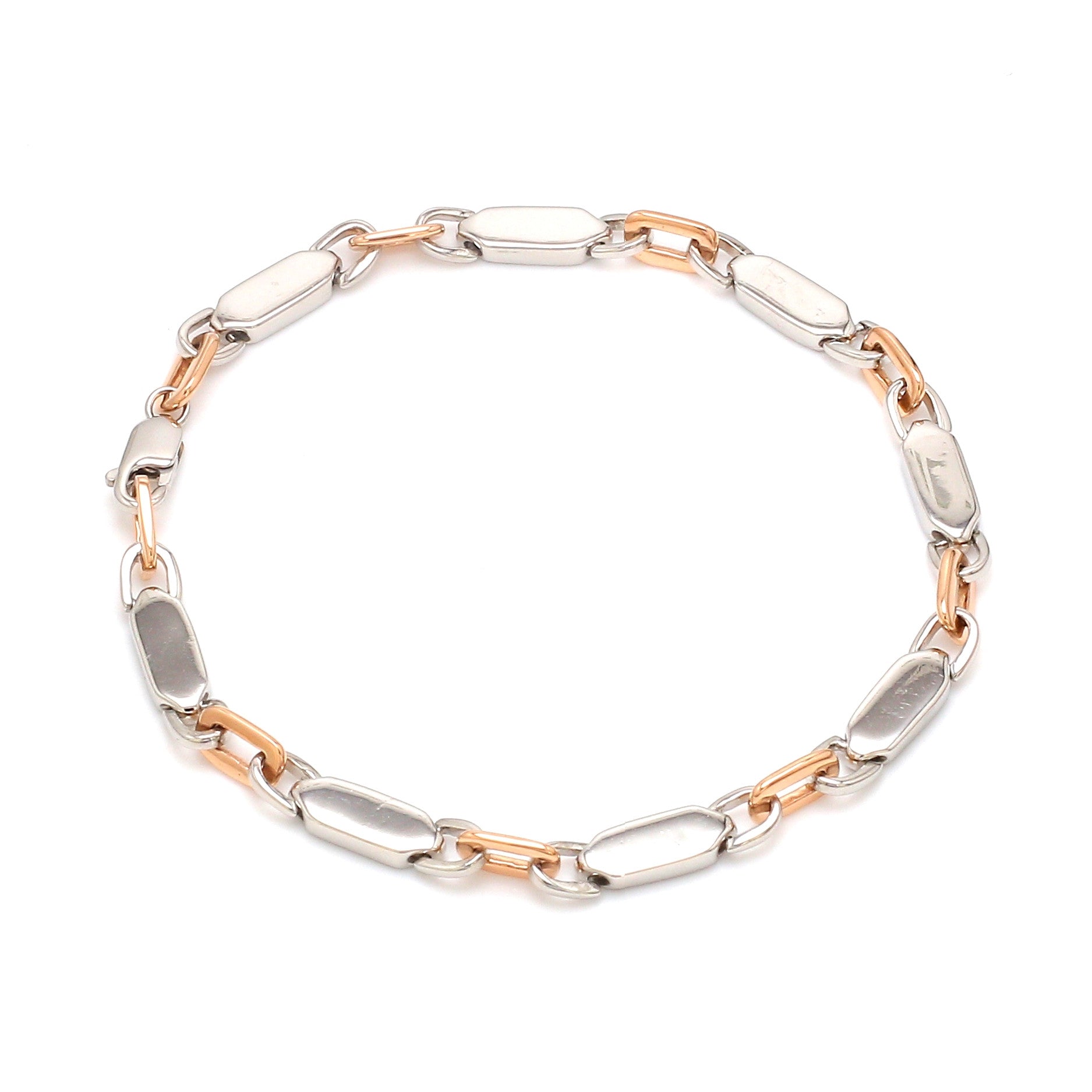 4.75mm Platinum & Rose Gold Bracelet for Men JL PTB 1279