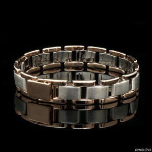 Men of Platinum | 13mm Platinum & Rose Gold Heavy Bracelet for Men JL PTB 1283