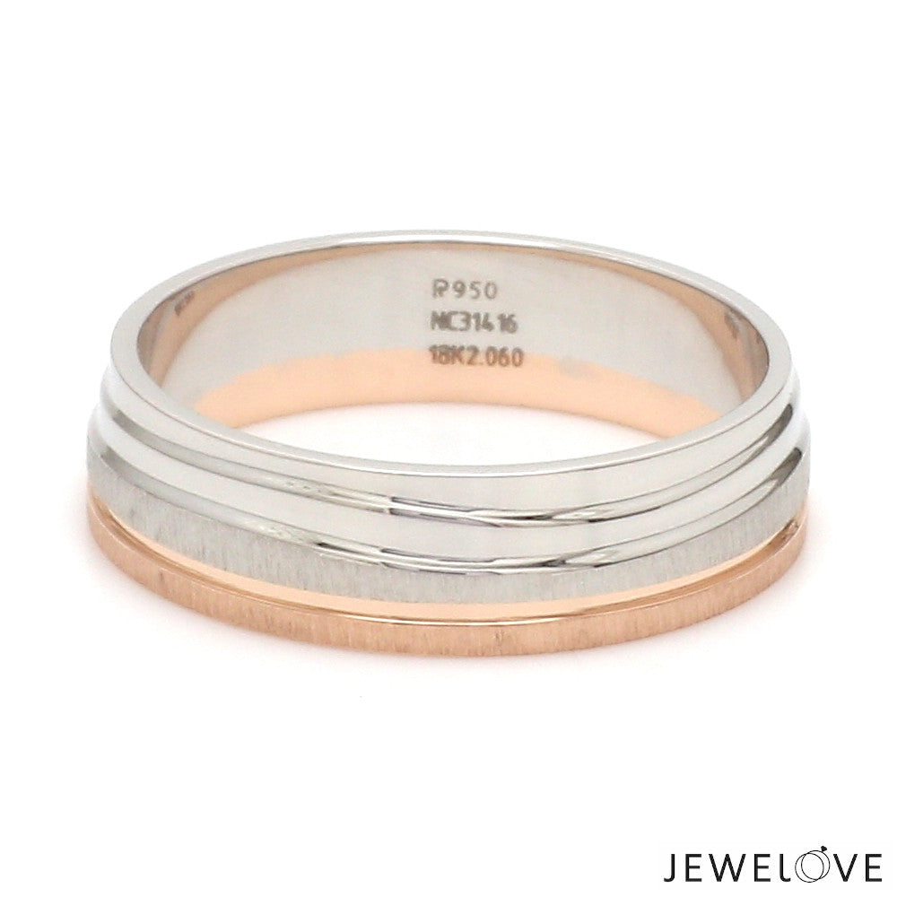 Platinum Rose Gold Plain Men's & Diamonds Women's Couple Rings JL PT 1256