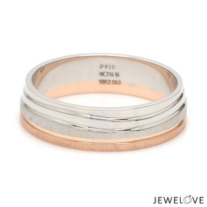 Platinum Rose Gold Plain Men's & Diamonds Women's Couple Rings JL PT 1256