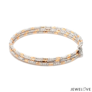 Japanese 3-row Platinum & Rose Gold Bracelet for Women with Diamond Cut Balls JL PTB 1264