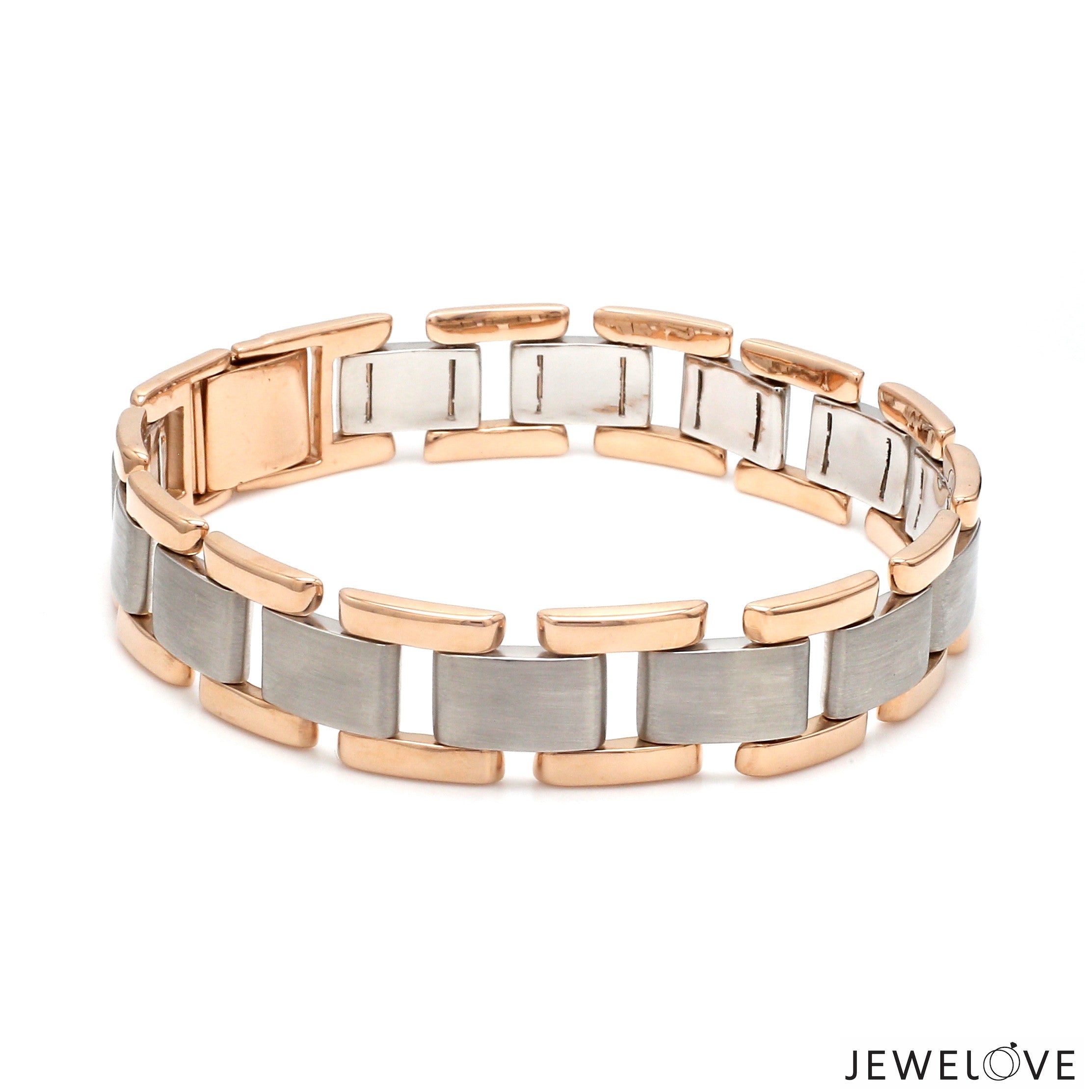 Men of Platinum | 13mm Platinum & Rose Gold Heavy Bracelet for Men JL PTB 1283