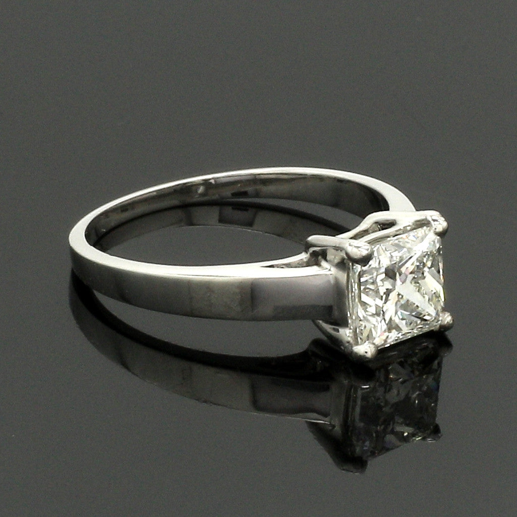 1.00 cts Princess Cut Solitaire Platinum Ring JL PT RS PR 130