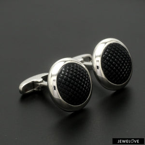 Platinum Cufflinks with Black Stone for Men JL PT C 02   Jewelove