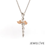 Load image into Gallery viewer, Platinum Caduceus Pendant for Doctors with Rose Gold Wings JL PT P 319   Jewelove.US
